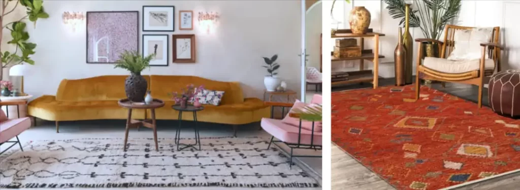 vintage moroccan rug in boho room