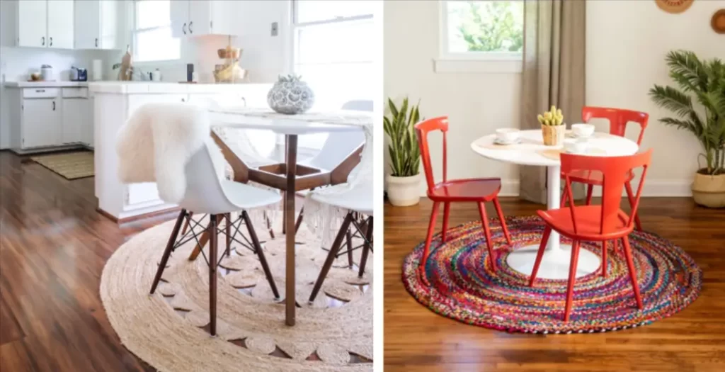 rug that fits snugly under the table